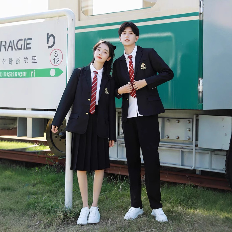 Korean School Uniform Class Uniform Suit Junior and Senior High School Students British Academy Style Spring and Summer Graduation Season Women's Milk Care Skirt Performance Suit