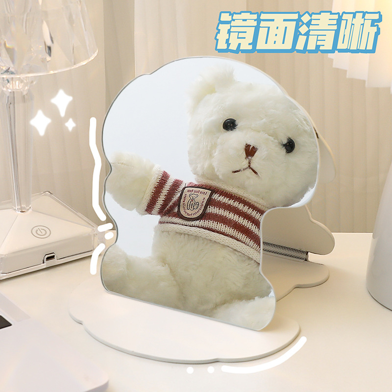 Lindo espejo plegable de dibujos animados al por mayor de forma especial para niñas espejo de maquillaje portátil hd espejo completo