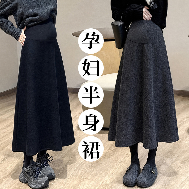 Maternity wear for autumn and winter, trendy new stylish skirt for fashionable moms, loose-fitting, slimming, age-reducing woolen A-line long skirt for pregnancy Maternity wear for autumn and winter, trendy new stylish skirt for fashionable moms, loose-fitting, slimming, age-reducing woolen A-line long skirt for pregnancy
