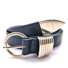 網紅同款個性時尚銀色多環圓扣裝飾腰帶配牛仔褲簡約褲帶收腰