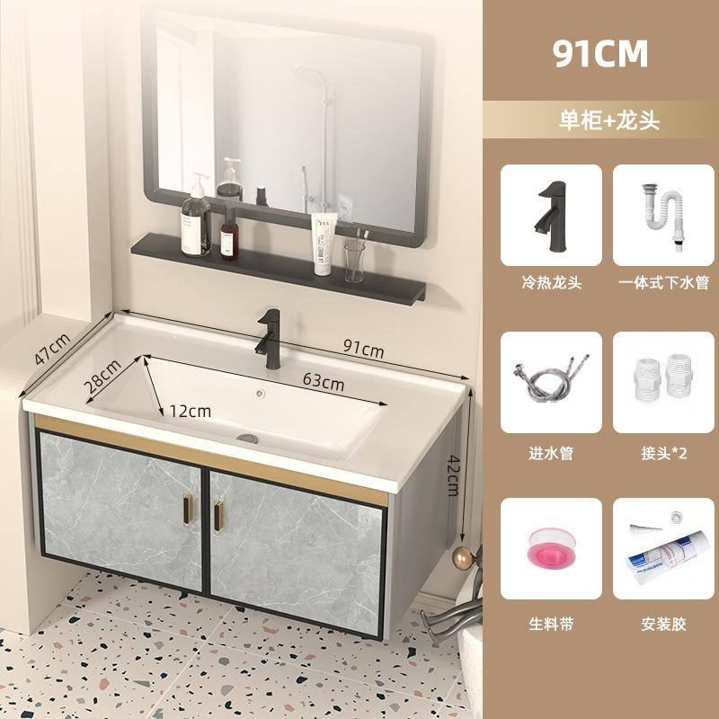 Baño de baño espacio gabinete de baño de aleación de aluminio impermeable a prueba de agua humedad lavabo resistente a la corrosión lavabo balcón cerámica