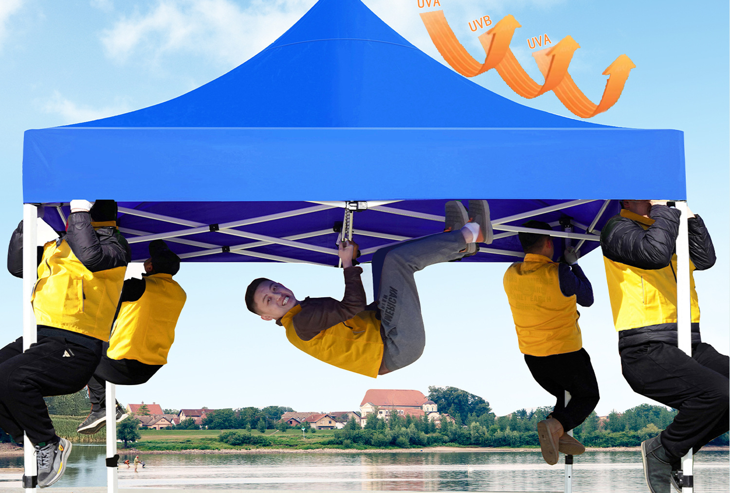 Four-Legged Rainproof Tent, Four-Corner Sun Umbrella, Outdoor Canopy, Awning for Stall, Rainproof Telescopic Foldableing Tent