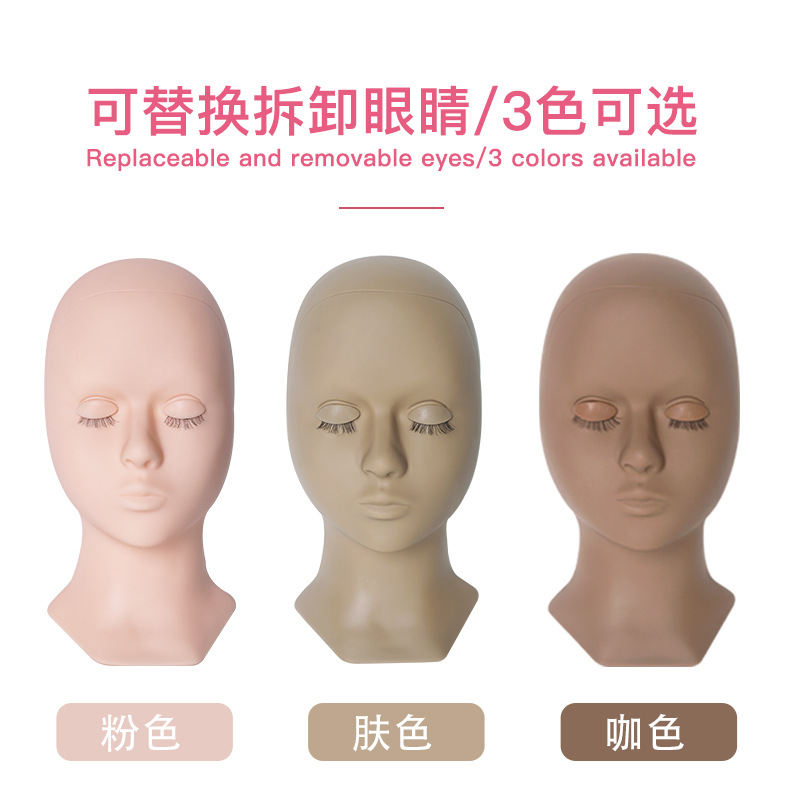 Molde de cabeza extraíble con pestañas Injerto de pestañas puede reemplazar el párpado modelo de práctica de pestañas párpado transfronterizo exclusivo
