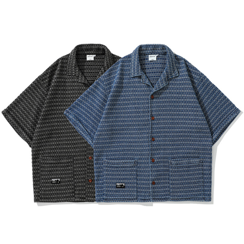 Japanese retro ethnic denim shirt
