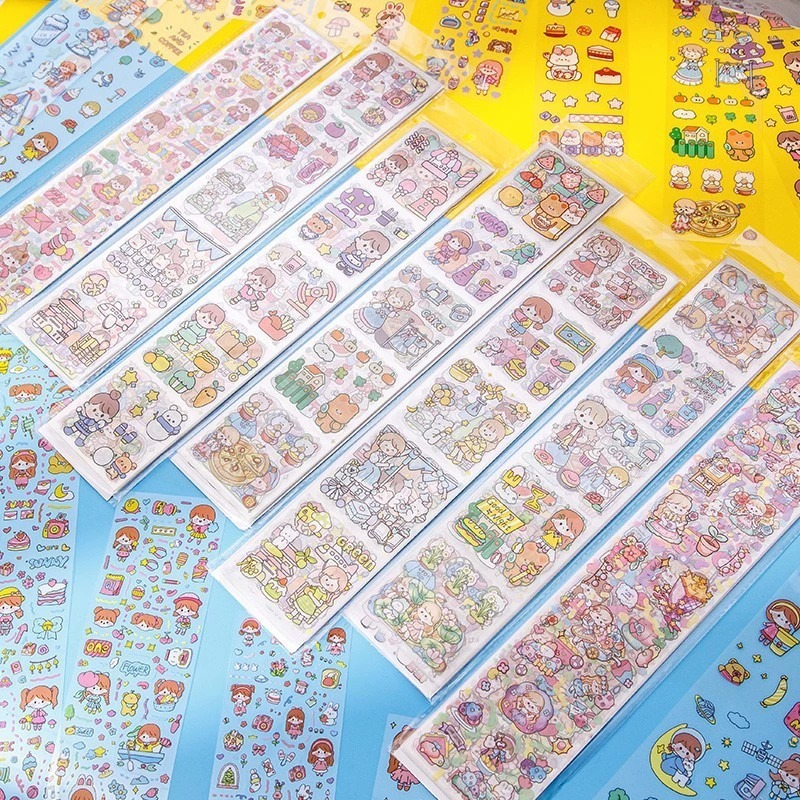女の子向けの1000枚の超ロングハンドブックステッカー、小学生向けの見栄えの良いステッカー、子供用Guka装飾素材|undefined