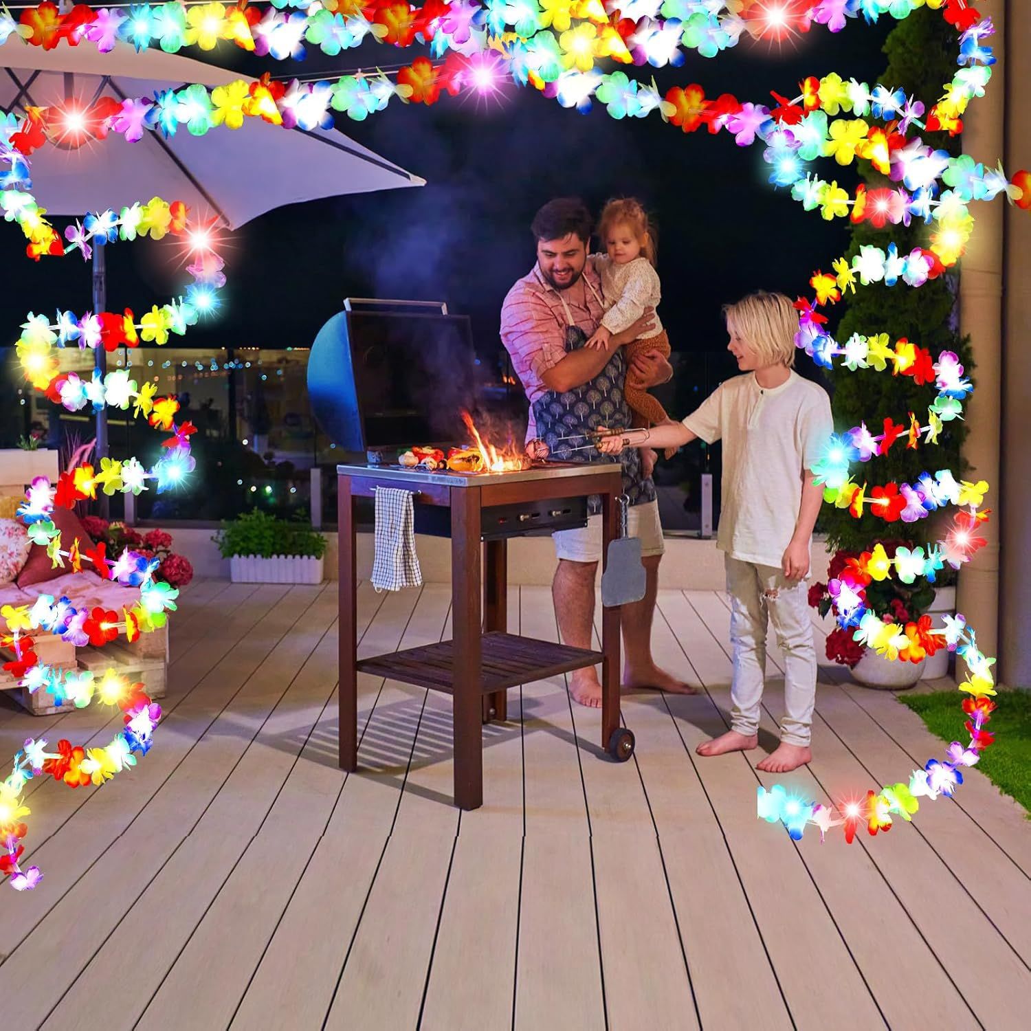 Guirlandas de color con luces Hawaiian al aire libre interior festiva decoración decorativa decoración de baile de cumpleaños guirlandas