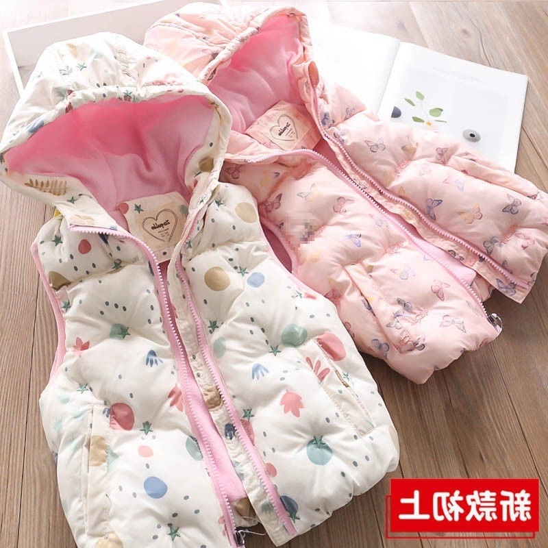 童装秋冬装新款女童马甲加绒加厚外套女宝宝背心马夹儿童冬季上衣