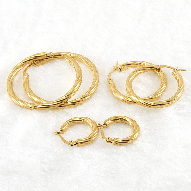 Hoop Earrings Classification 1 Pair Quantity Fashion Round Titanium Steel Plating Hoop Earrings 1 Pair
