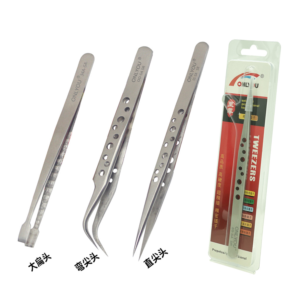 ONLYOU SS 34A 7-SA SR boutique pinzas de acero inoxidable esmerilado con agujeros antideslizantes pinzas de precisión antimagnéticas