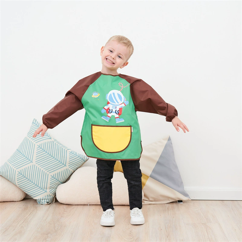 ダ Children's bib, cute breathable long-sleeve, with ties on the back, wholesale