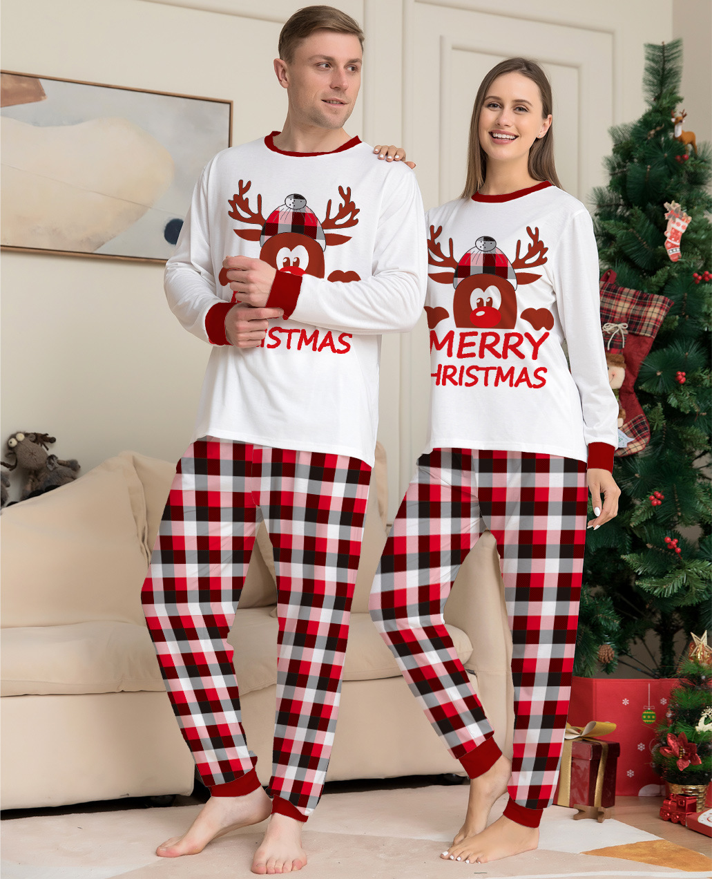 Christmas Fashion Letter Home Pajamas display picture 2