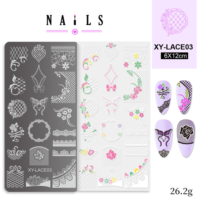 Impresión de acero de manicura con película azul de acero de encaje de transferencia de plantilla de impresión de encaje herramientas de manicura