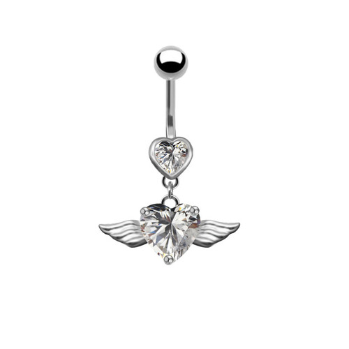 Gaibei European and American cross-border heart-shaped wings navel ring navel ornaments navel nails angel wings navel ornaments stainless steel piercing jewelry