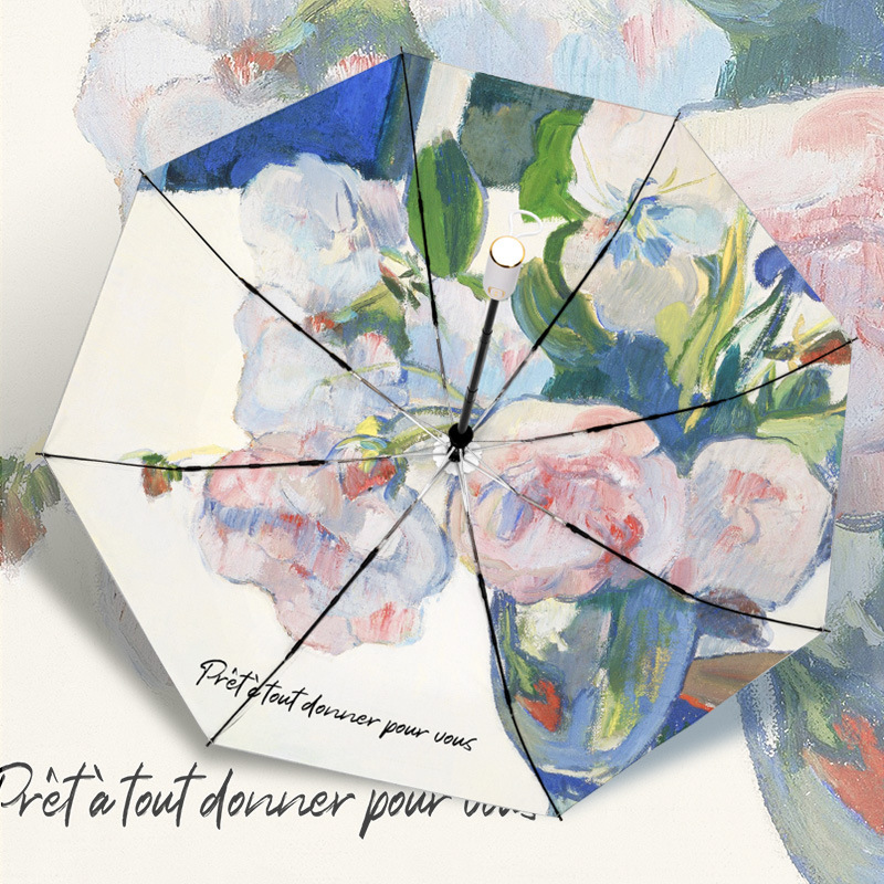 Women's Summer Titanium Silver Sun Protection Double-layer UV Protection Small Portable Automatic Sunny and Rain Dual-purpose Sunshade Umbrella