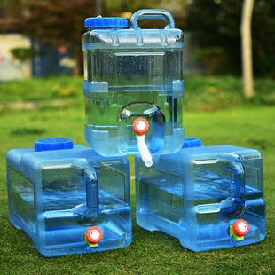 Outdoor Pure Drinking Water Bucket with Faucet Plastic Household Square Car-Mounted Water Storage Tank Portable Large Barrel