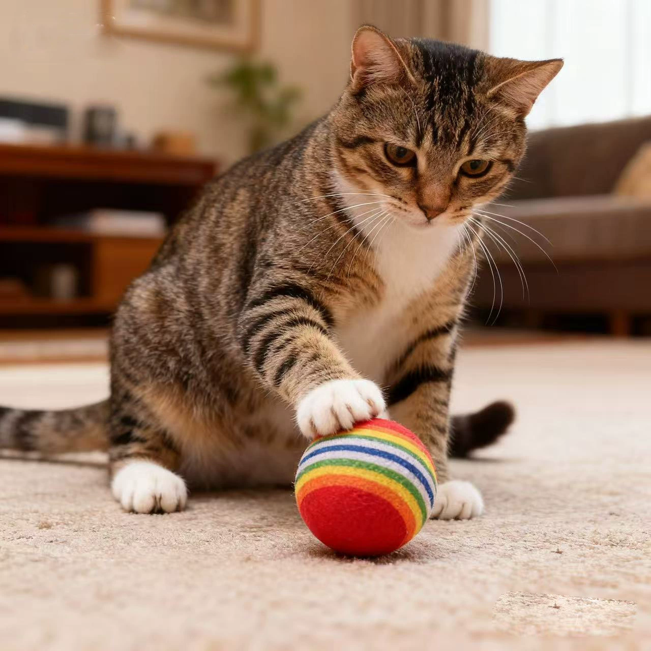 Кошачьи игрушки, чтобы снять скуку от привет eva вспененный ватный шарик цельного радуги шарик для кошек