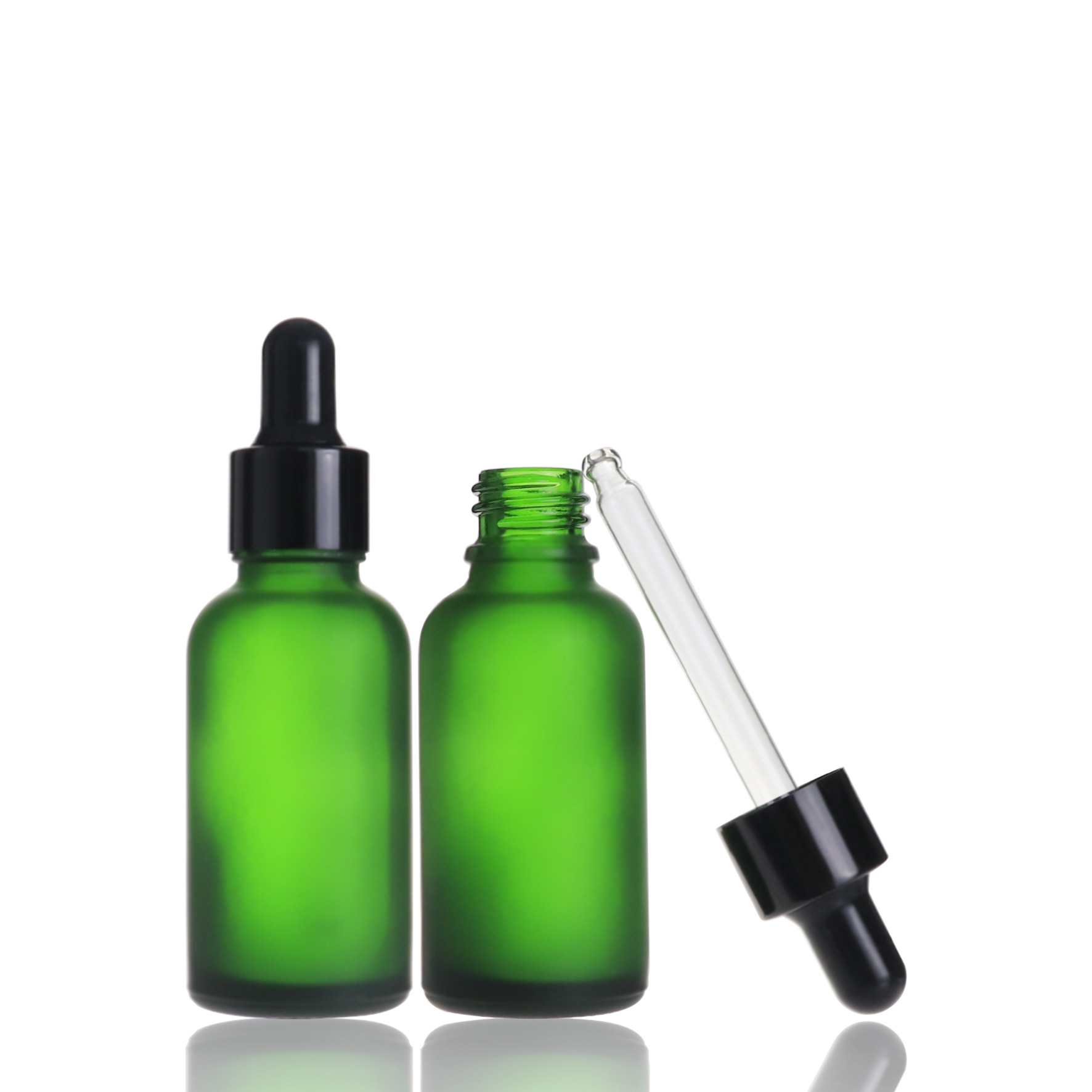 现货供应玻璃瓶 30ML绿色精油瓶 香水瓶  30ML膏霜瓶