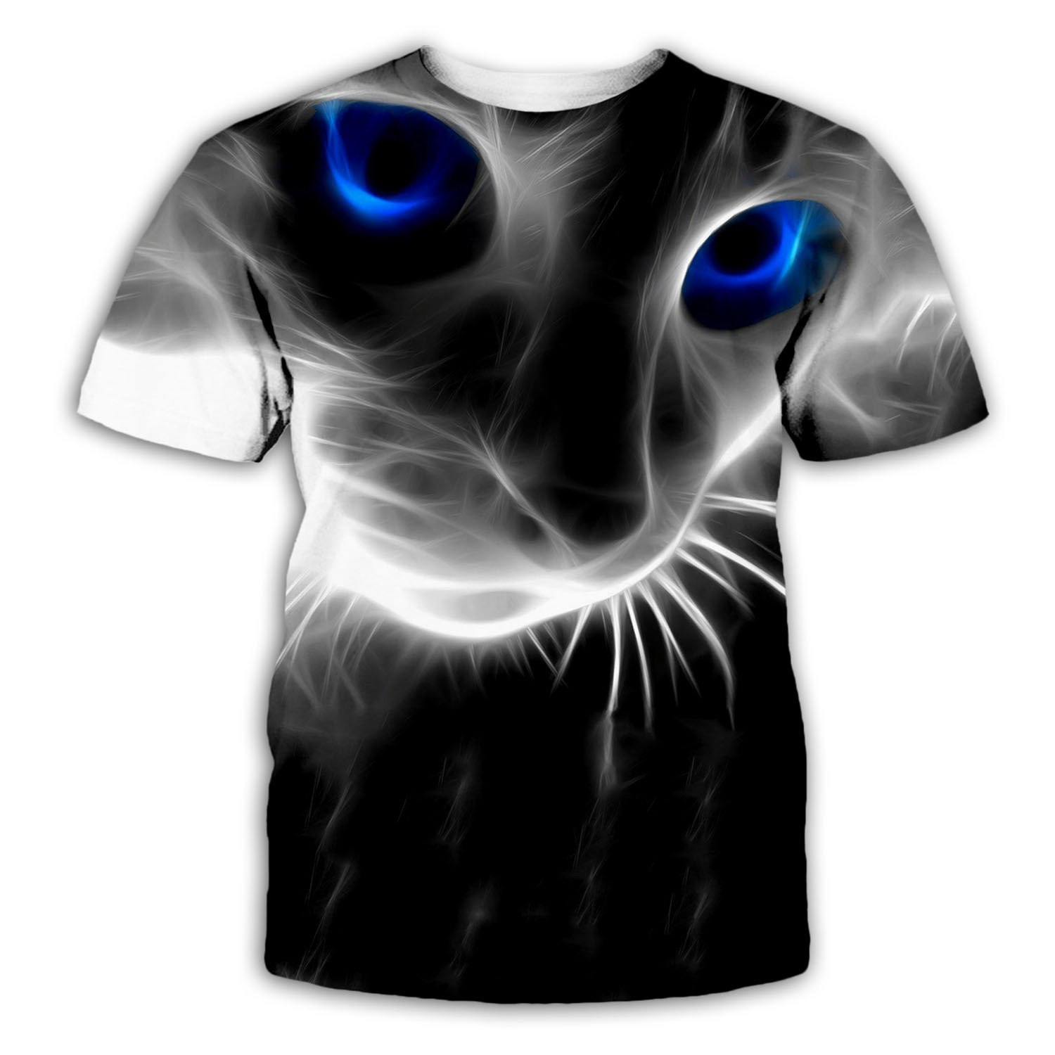 厂家直销夏季新品动物猫3D印花短袖 休闲时尚男士t恤加工定制