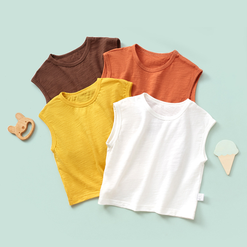 Children's vest, pure cotton thin style, 2023 summer baby summer clothing, infant top, sleeveless white t-shirt, bamboo fiber cotton