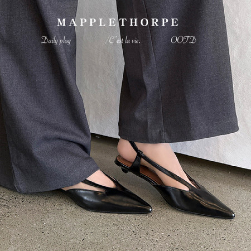 2026 Summer Pointed-Toe Thin-Heeled High-Heeled Shoes for Women with Back Straps, Shallow Mouth, Closed Toe, Brown Commuter Sandals with Back Straps, Kitten Heel