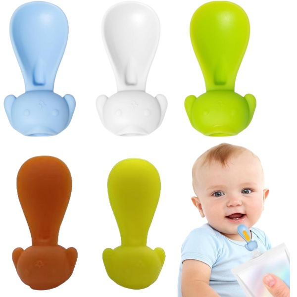 Baby Food Supplementary Special Spoon Baby Food Supplementary Puree Converting Spoon Squeeze Bag Feeder Food Grade Silicone Puree Spoon