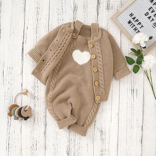 Baby jumpsuit suit for men and women baby sweaters climbing clothes for autumn and winter new two-piece set fashionable warm clothes