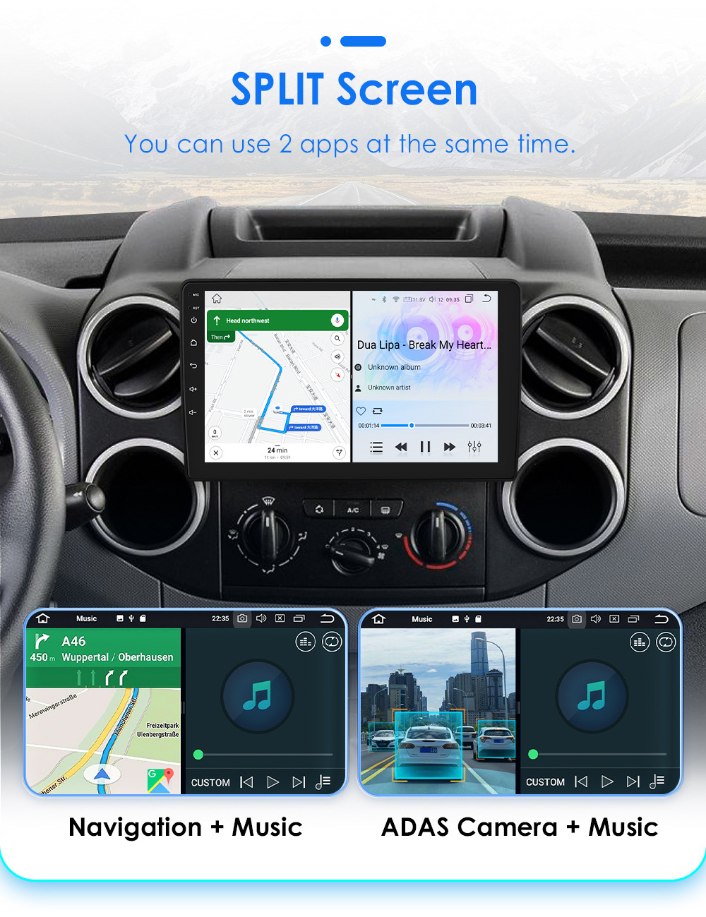 Applicable to 08-19 Citroen B9 Peugeot Partner Android smart large screen car central control Navigator