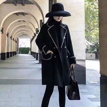 秋冬新款加厚中长款毛呢大衣宽松时尚洋气质小香风呢子外套上衣