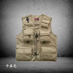 跨境多口袋工装马甲网孔透气男士马甲可印logo户外义工志愿者背心