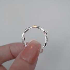 925镀银luck幸运戒指女轻奢时尚个性冷淡风指环莫比乌斯环食指戒