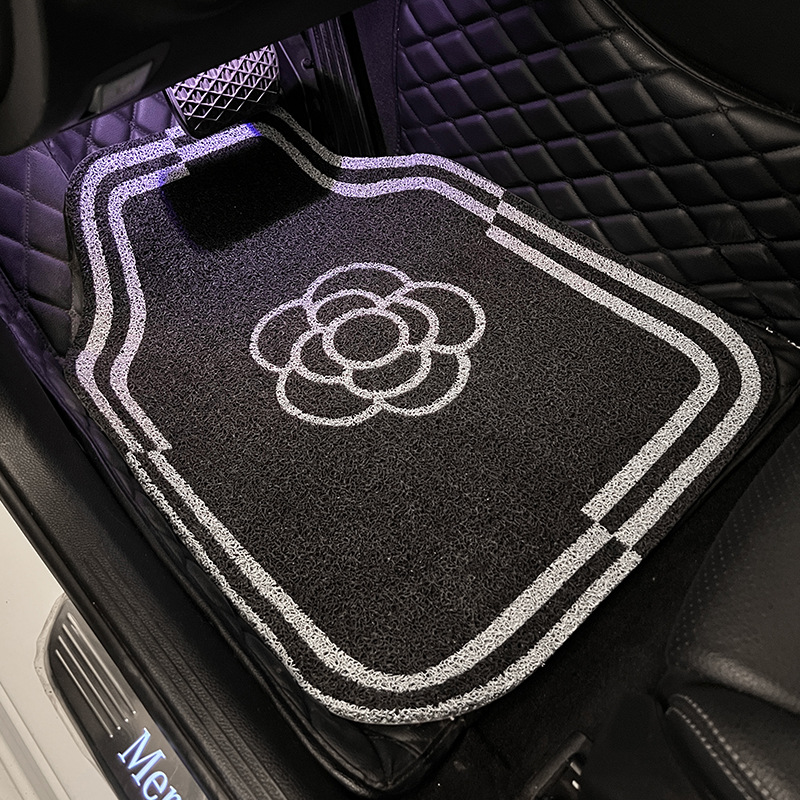 汽車腳墊通用錯位山茶花絲圈通用單片防髒地毯裝飾車內車墊腳踏墊