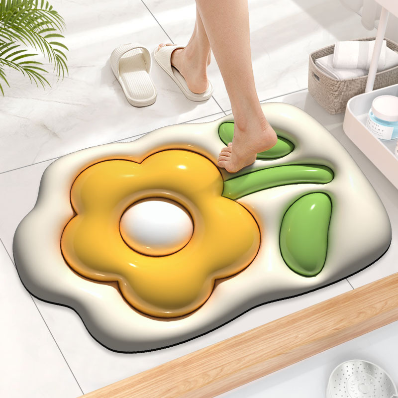 Alfombra de piso de expansión tridimensional 3D baño alfombra absorbente de barro de diatomeas baño puerta del baño alfombra del hogar alfombra antideslizante alfombra del piso
