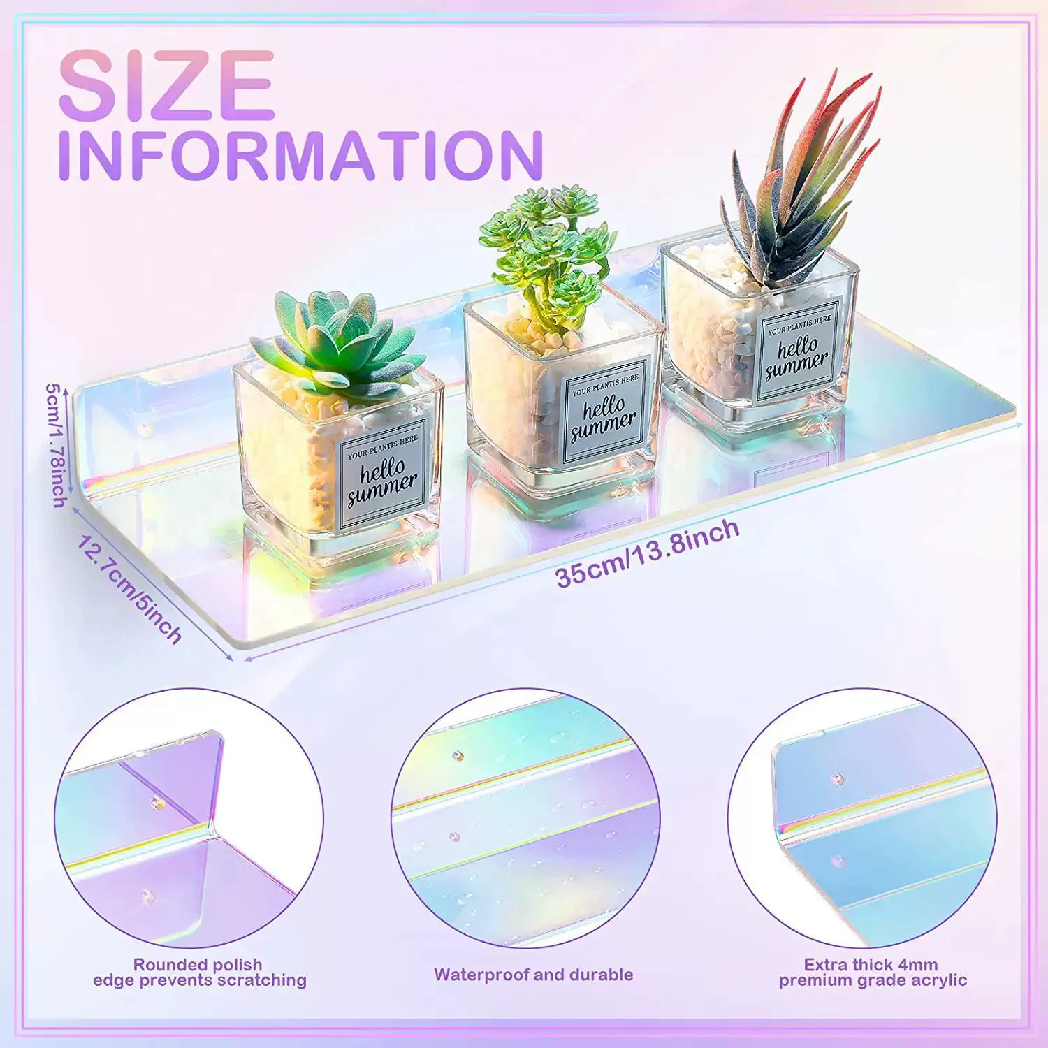 定制简约风多功能亚克力炫彩浮动隔板壁挂式书架展示卧室书房浴室