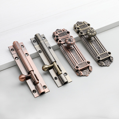 Thickened European bronze bolts, retro door and window bolts, golden door bolts, door buckles, bathroom door alloy exposed bolts
