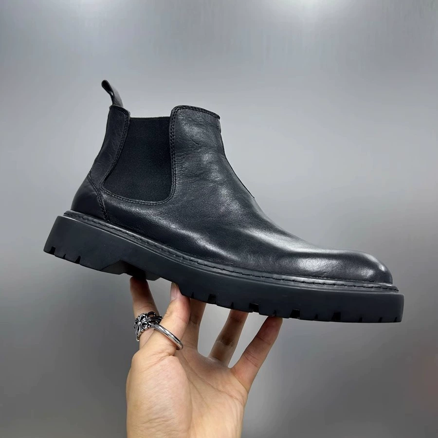 Ботинки Челси, мужские короткие ботинки, новая осенне-зимняя мужская обувь, рабочая одежда из натуральной кожи в британском стиле, Ботинки Martin на толстой подошве, мужские ботинки