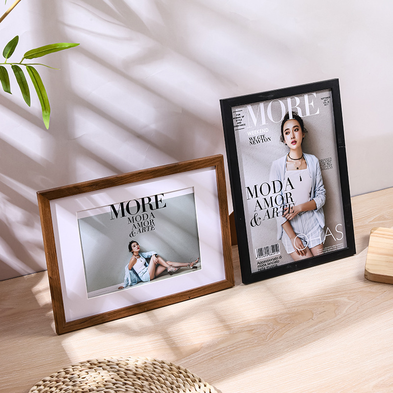 Simple Wooden Photo Frame Display Stand 5-Inch 6-Inch 7-Inch 8inch 10inch A4 Picture Frame Wall-Mounted Photo Wall Studio Photo Frame Wholesale