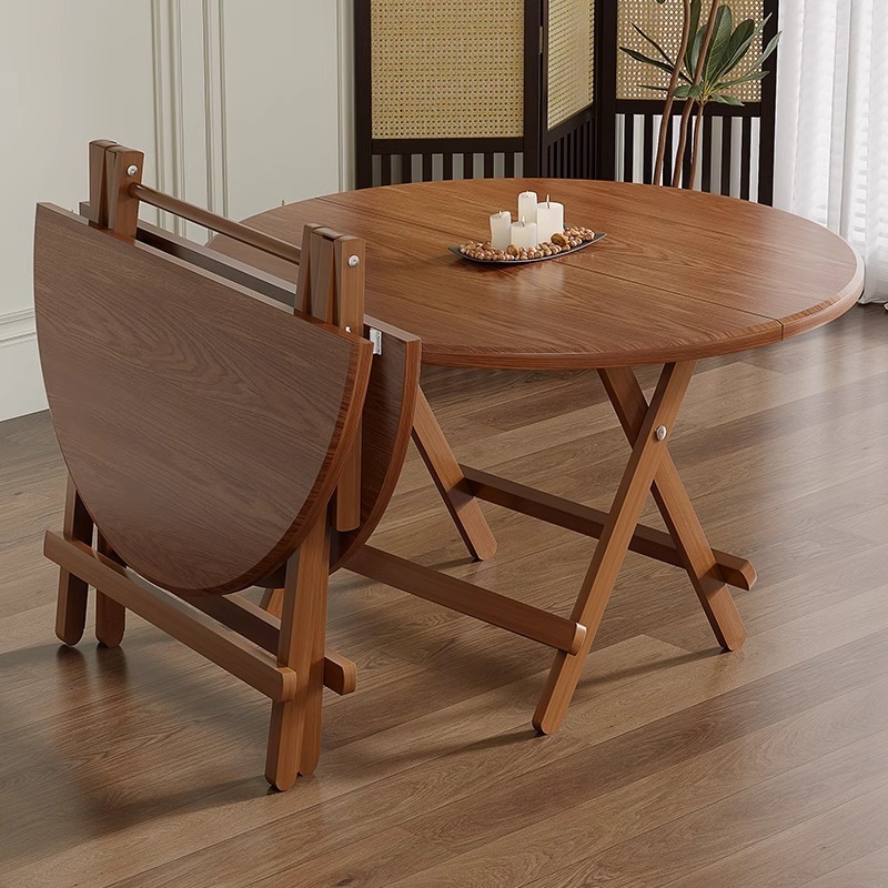 Mesa plegable, mesa de comedor doméstica, tabla portátil al aire libre, mesa redonda, mesa de té, simple, pequeña casa de alquiler, mesa de comedor, silla