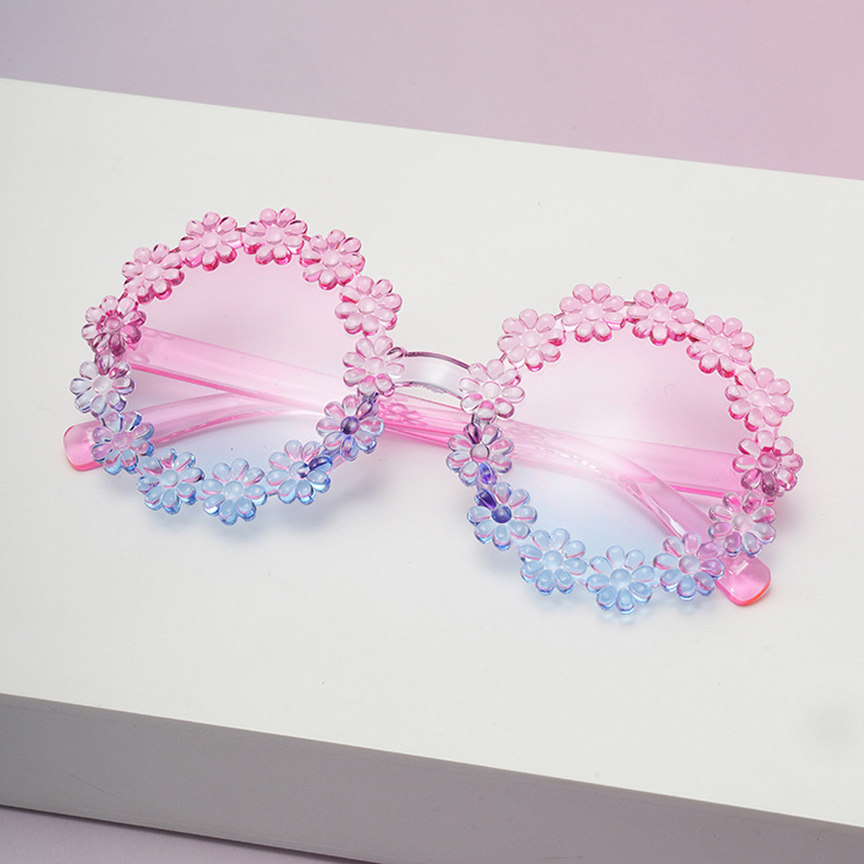 2026 nuevas gafas de sol de margarita para niños gafas de pétalos de marco redondo lindas bebés fotos gafas de sol UV