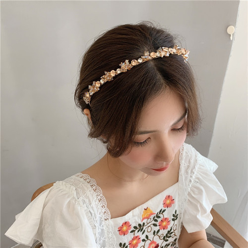 Korean jewelry Dongdaemun crystal rhinestone headband French elegant headband banquet hairpin headband pressed hair women's headwear