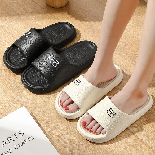 Cartoon bathroom slippers for men's summer home large size cute bear men's home non-slip slippers for women's summer wholesale