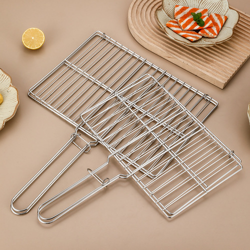 Grilled fish clip household outdoor multi-functional rectangular stainless steel barbecue net clip tool suitable for all kinds of meat and vegetables