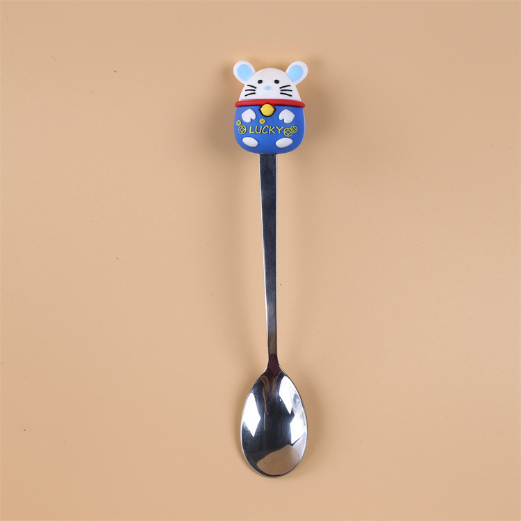 Stainless Spoon, Cartoon PVC Stainless Steel Spoon Ice Cream, Coffee, And Desserts, Suitable For Daily Use_voghion.com
