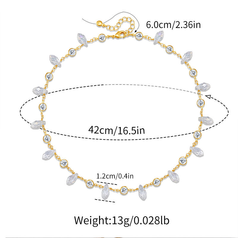 18g Weight Shiny Geometric 18K Gold Plated Artificial Crystal Copper Wholesale Necklace