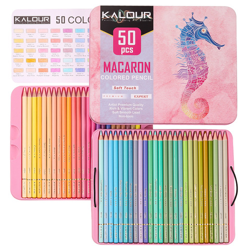 Factory direct sale KALOUR 50 pieces Macaron color pencil art graffiti pencil painting color lead set