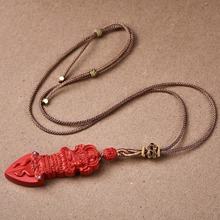 天然朱砂精品红砂镶嵌八大守护神吊坠绳做工精细本命年男女款礼物