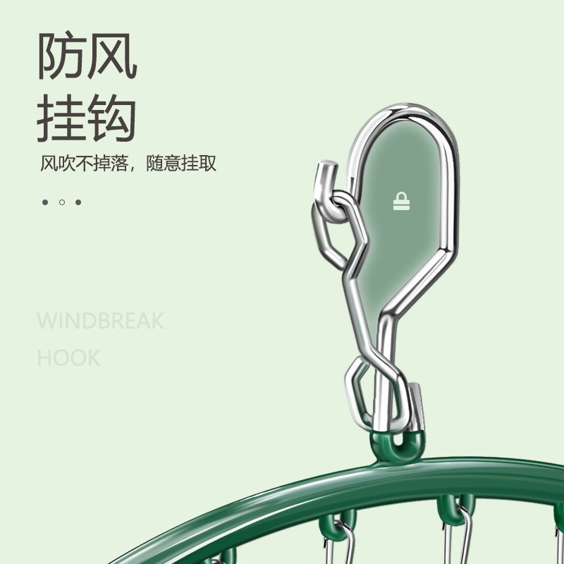 Calcetines de secado de acero inoxidable 10 clips tendedero balcón ropa interior de secado multifuncional a prueba de viento