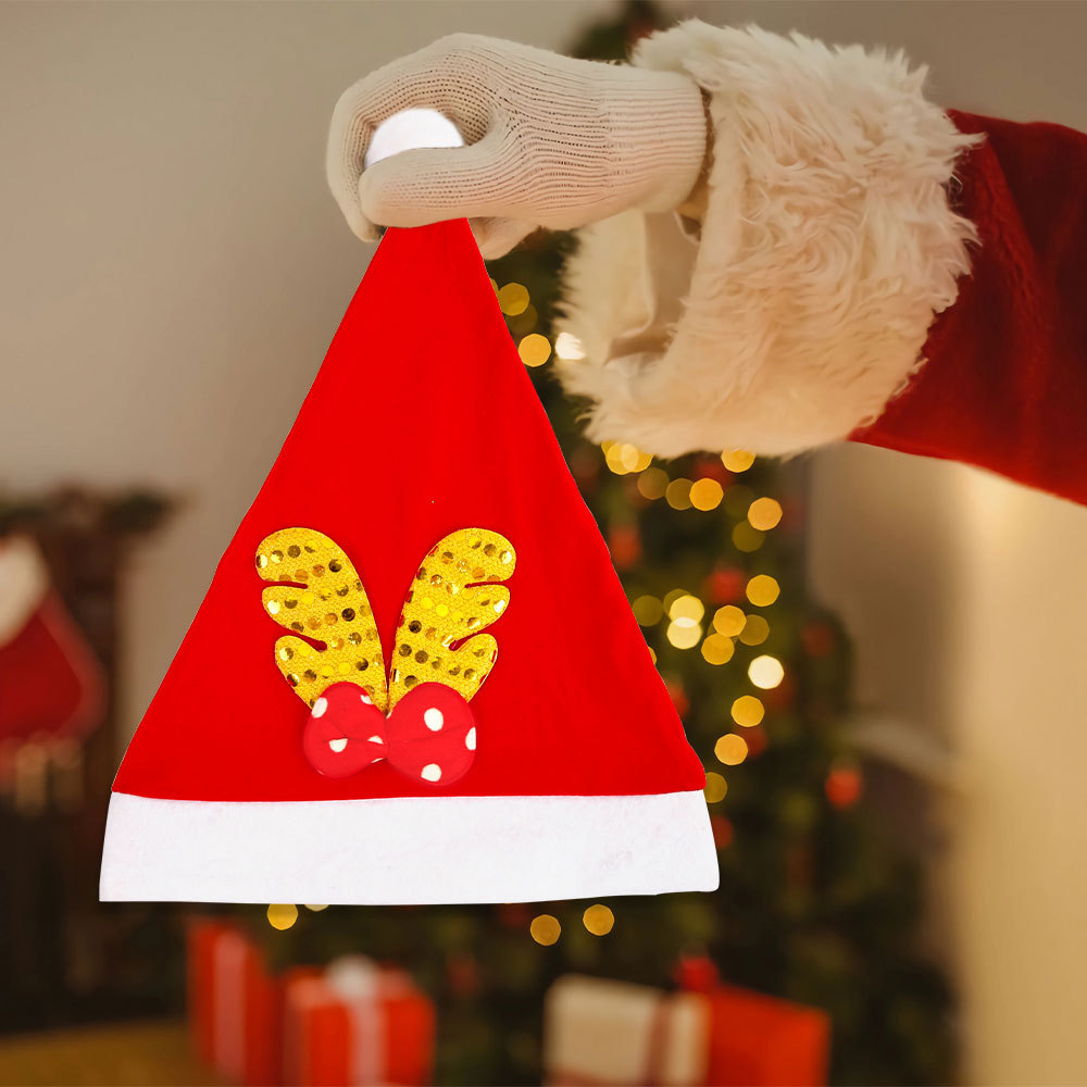Home & Garden new red Christmas hat children adult holiday party decoration sequined antlers Christmas hat dress up_voghion.com