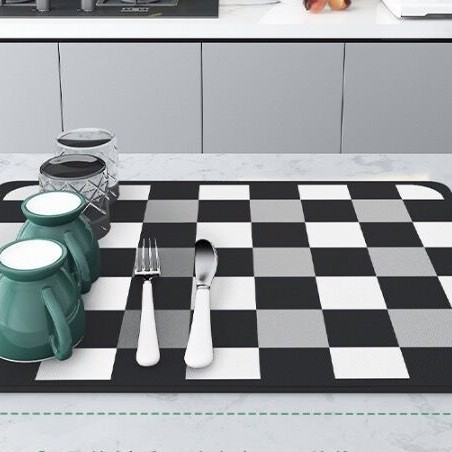 Tapete de drenaje de cocina estilo fresh ins – base de diatomeas antideslizante para tazas o utensilios