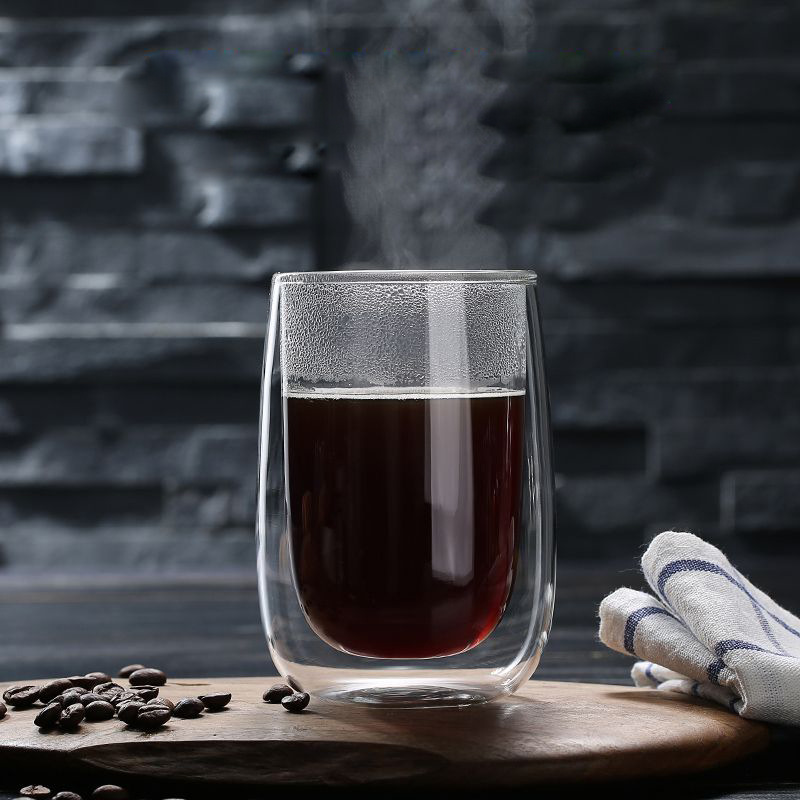 Vidrio borosilicato de doble capa de jugo de leche taza de bebida de vidrio transparente con aislamiento de agua taza de café de doble capa