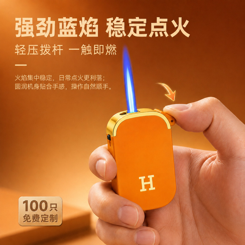 New innovative metal windproof lighter with direct flame, silicone frosted rubber, custom advertising engraving, manufacturer wholesale